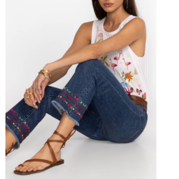 Johnny Was The Cropped Baby Boot Jeans Embroidered Size 26 - Picture 13 of 13